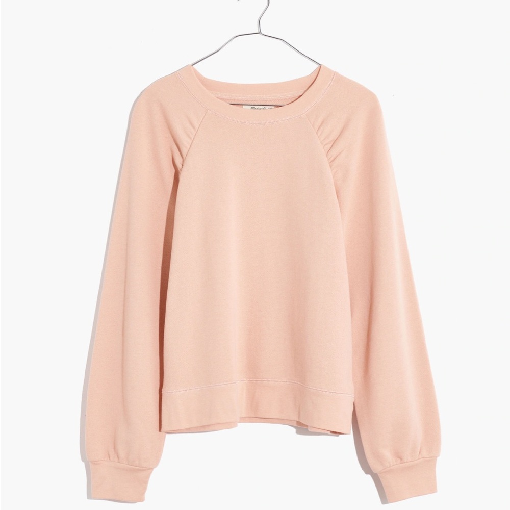 Madewell Peach Gathered Puff Sleeve Sweatshirt